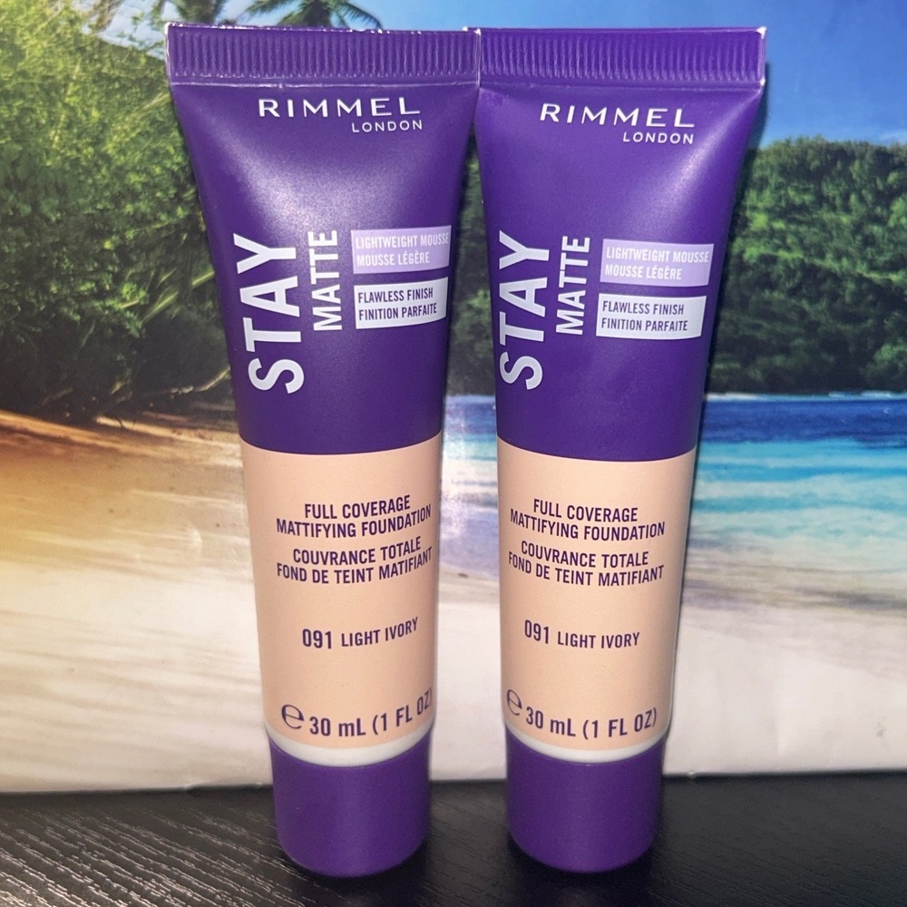 Rimmel London Stay Matte Foundation 091 Light Ivory Full Coverage Mousse X2